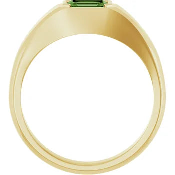 Yellow Gold East to West Natural Green Tourmaline Ring