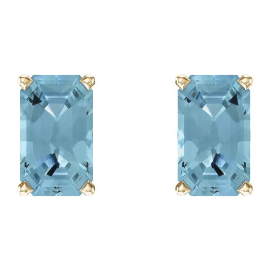 14K Yellow Gold Natural Aquamarine Earrings