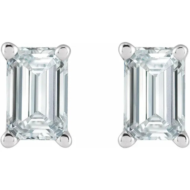 14K White Emerald Cut 1 1/2 CTW Lab-Grown Diamond Earrings