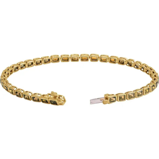 14K Yellow Natural Citrine Line 7" Bracelet