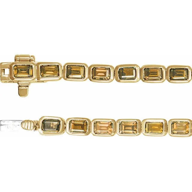 14K Yellow Natural Citrine Line 7" Bracelet