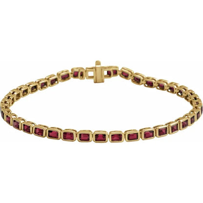 14K Yellow Natural Mozambique Garnet Line 7" Bracelet