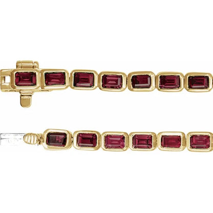 14K Yellow Natural Mozambique Garnet Line 7" Bracelet