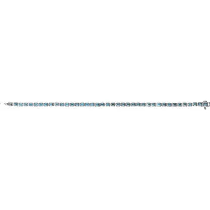 14K White Natural Sky Blue Topaz Line 7" Bracelet