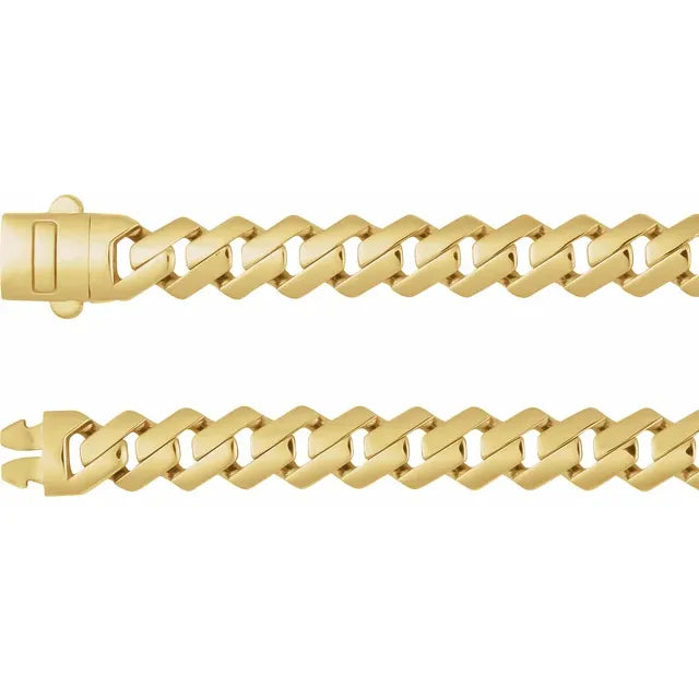 14K Yellow 7.4 mm Monaco Edge Curb 8 1/4" Chain