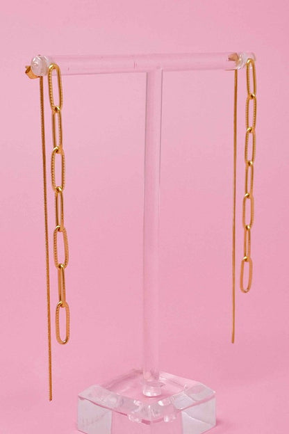 Double Paper Clip Chain Drop Earrings