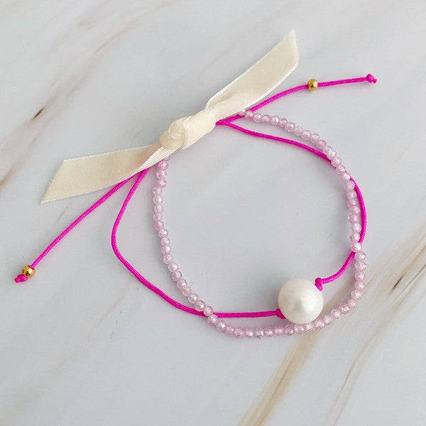 Spring Genuine Pearl Color Dream Bracelet Set Of 2