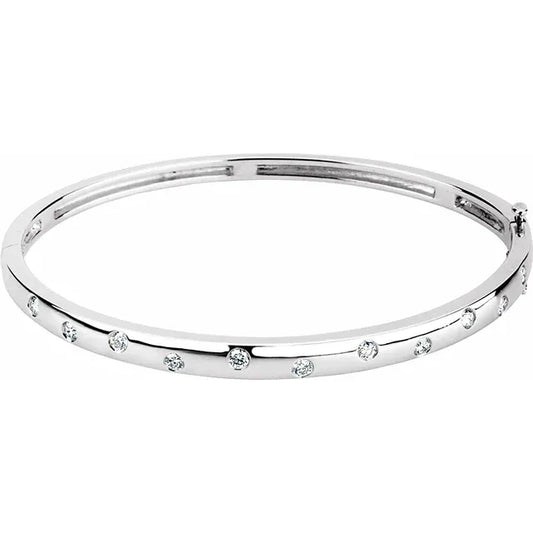 14K White 0.50 CTW Lab-Grown Diamond Bangle 6 3/4" Bracelet