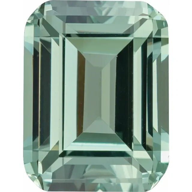 Emerald Cut Green Lab-Grown Sapphire 14k White Gold Pendant