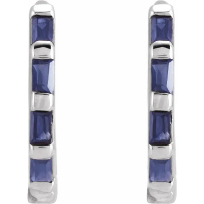 Natural Gemstone Huggie Earrings Sterling Silver