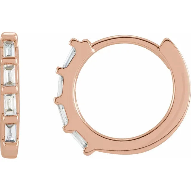 Natural Gemstone Huggie Earrings Rose Gold