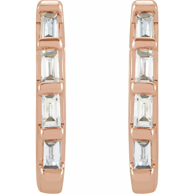 Natural Gemstone Huggie Earrings Rose Gold