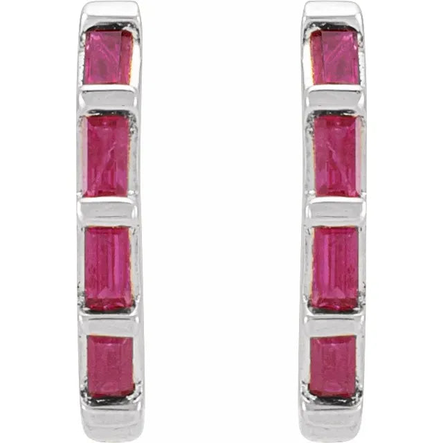 Natural Gemstone Huggie Earrings Sterling Silver