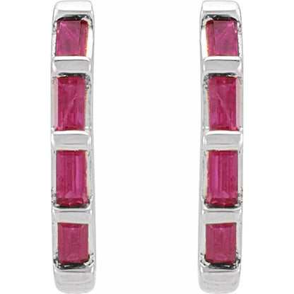 Natural Gemstone Huggie Earrings Sterling Silver