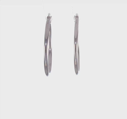 Sterling Silver Rhodium-Plated 2mm Round Hoop Earrings